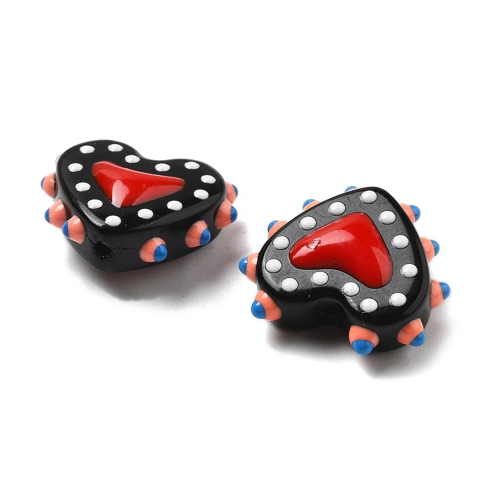 PandaHall 25 Stück Backlack-Glasperlen in Herzform, Emaille-beschichtet, 16-17x18x7mm, 1,2mm Loch für DIY Schmuck- und Halskettenherstellung – Detail 27