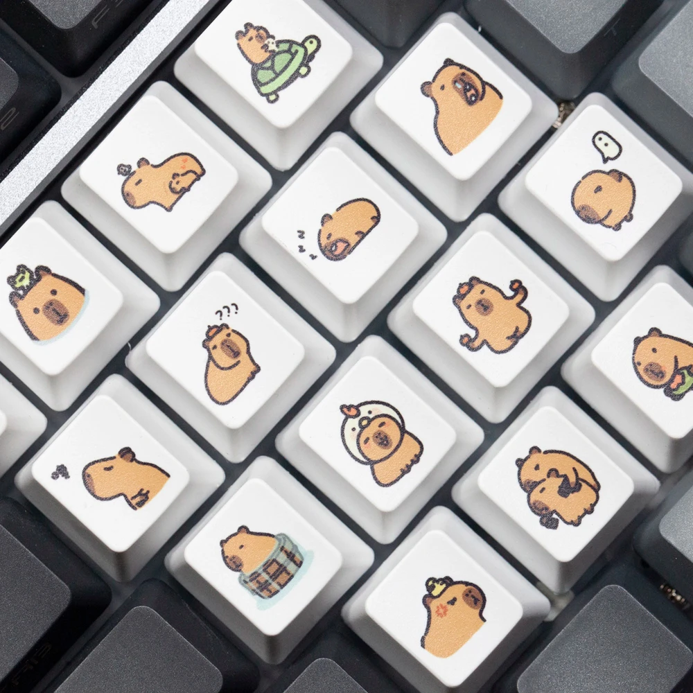 

Cute Capybara Keycap Dye Sub White OEM Profile Key Caps Suitable for MX R4 Personality Gaming Keycaps for Mechanical Keyboard