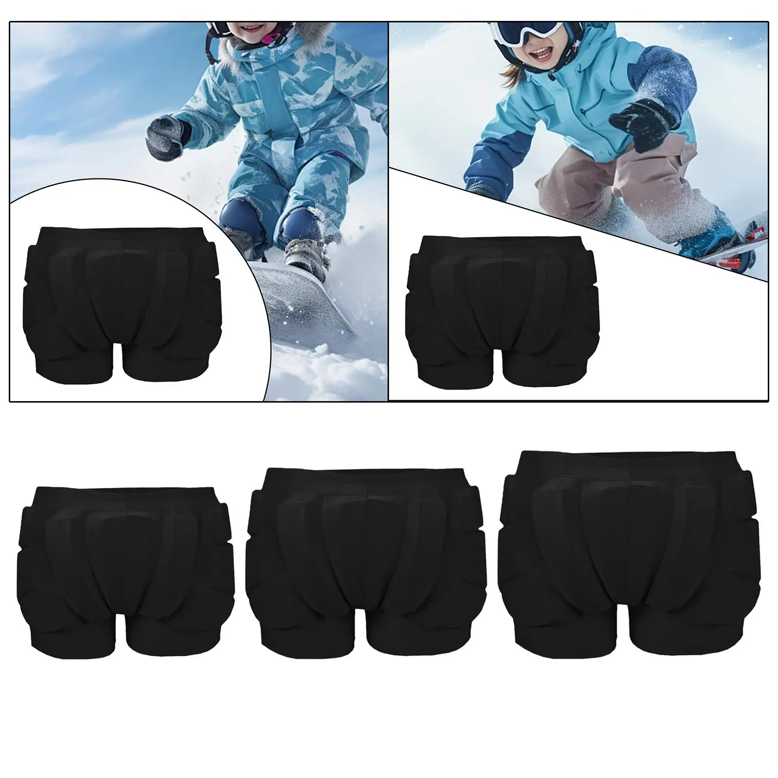 

Kids Butt Pad Shorts for for Teenagers Hip Protection Soft 3D EVA Protective Gear for Skateboarding Snowboarding Hockey