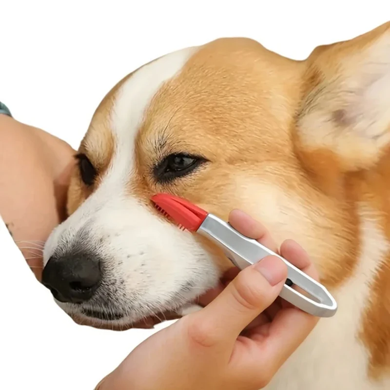 Nettoyant pour taches de larmes de chat et de chien, kit de nettoyage des yeux avec brosse douce et pinces