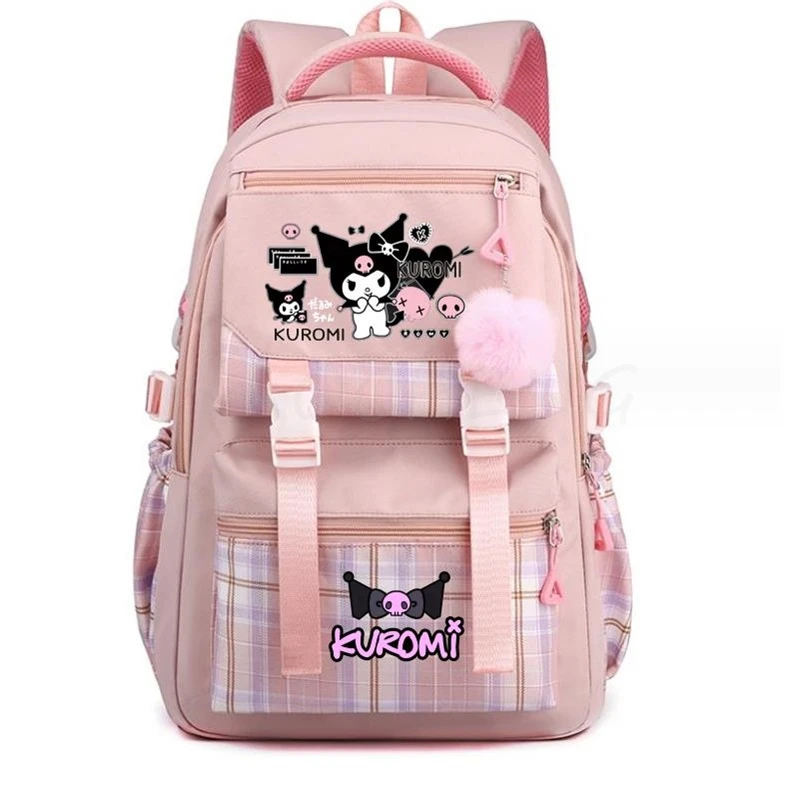 Kuromi Melody Mochila escolar de grande capacidade para meninas e mulheres, lindas mochilas para laptop, mochila para adolescentes, presente, 4 cores