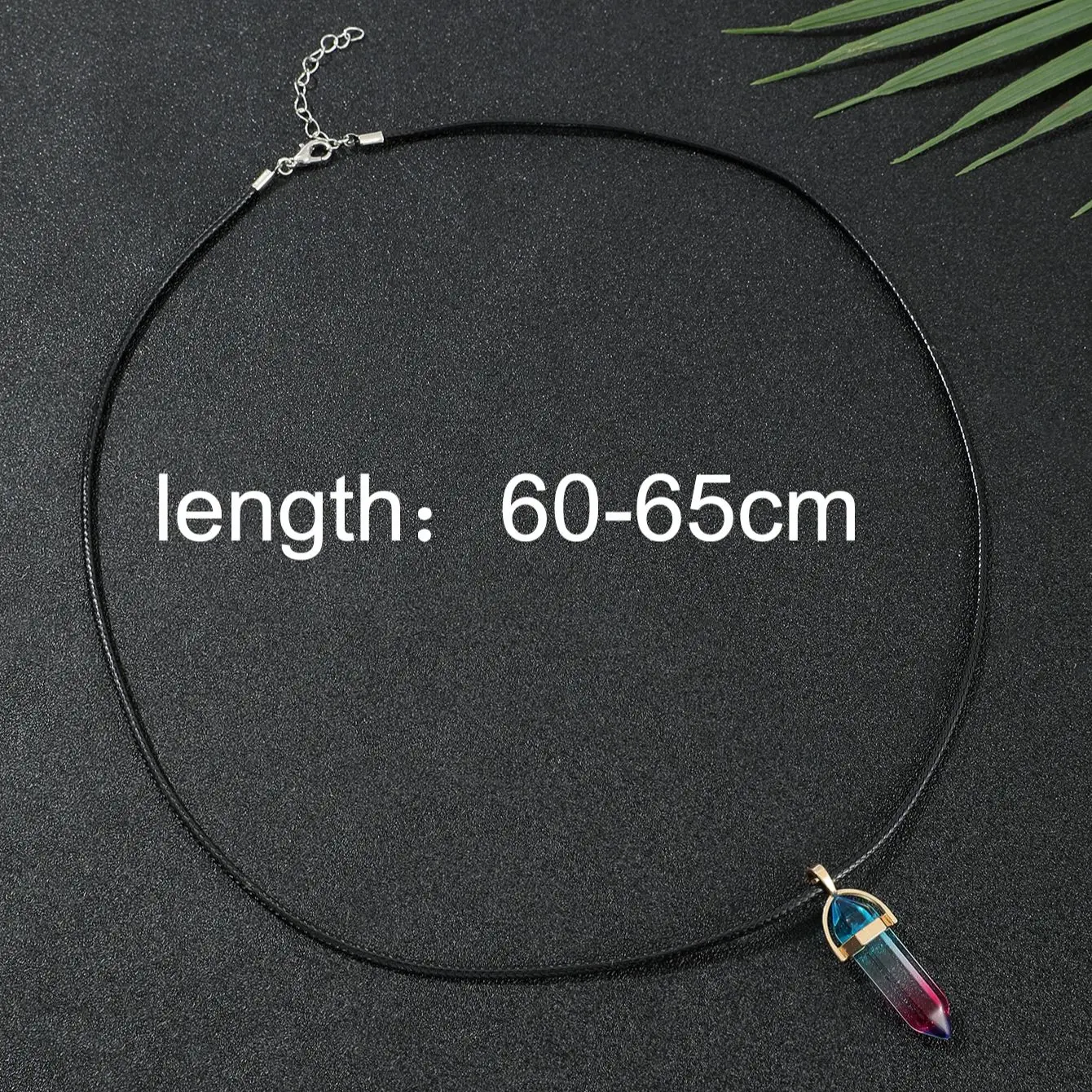 7pcs Hexagon Pillar Quartz Necklace Set with Leather Chain