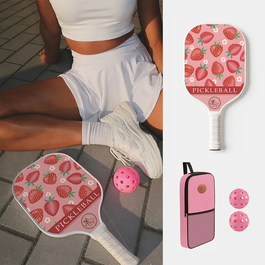 Thermoformed T700 Raw Carbon Fiber Pickleball Paddle Surface With Foam Edge Ergonomic Grip Pickleball Bag Pickleball Set