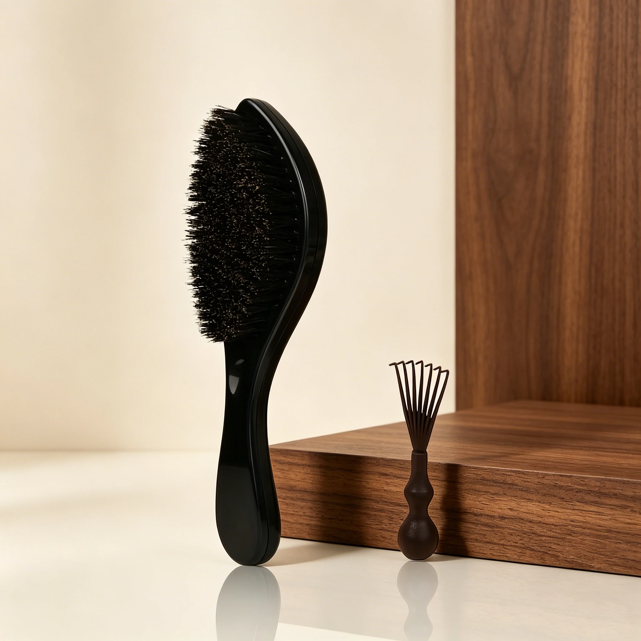 

2-piece hair brush set, men's curly hair brush - plastic handle, styling hair brush, cleaning claws, special for real hair wigs