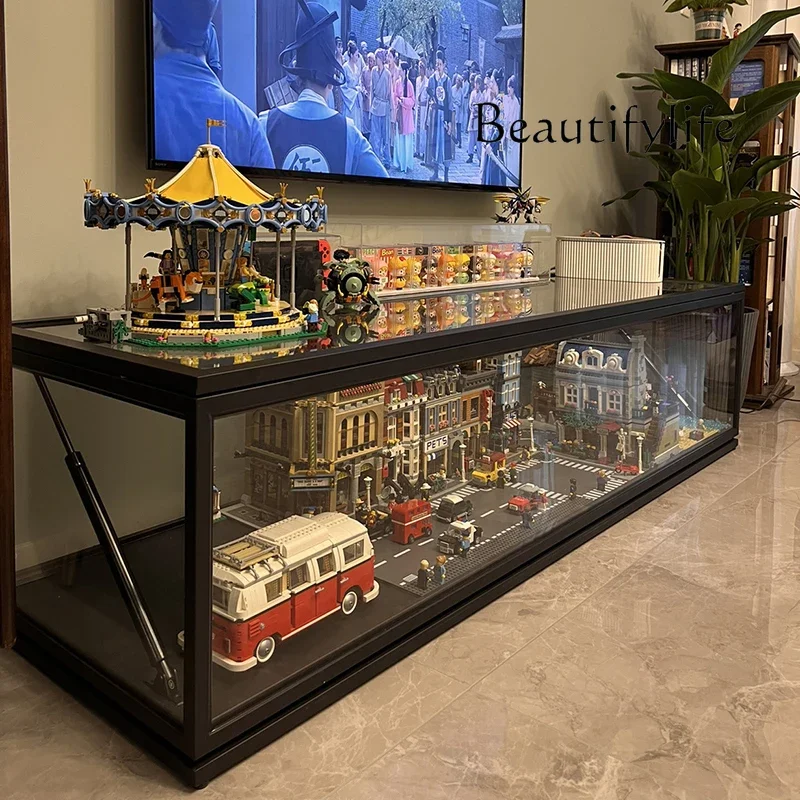 

Building block Star Destroyer Millennium Falcon Lego model figure Street View transparent glass TV cabinet