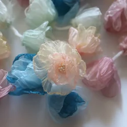 5pcs/lot DIY handmade floral Patches for clothes Sew on rose bud brooch accessories to hairpin shoes decorative supplies