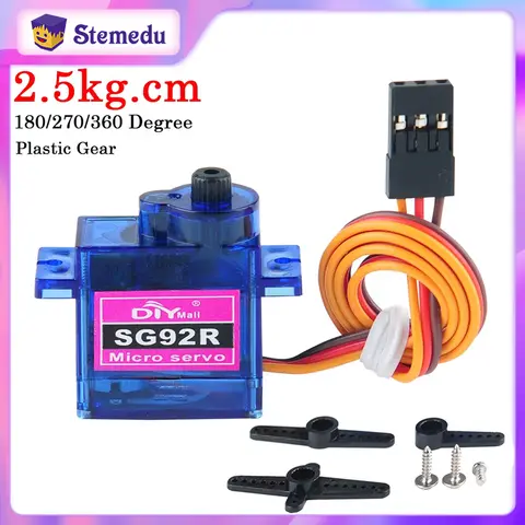 2.5kg.cm Mini Micro Analog 180/270/360 Degree RC Car Servo SG92R 9G Motor Servos for Robot Airplane Aircraft Helicopter 9g SG 92