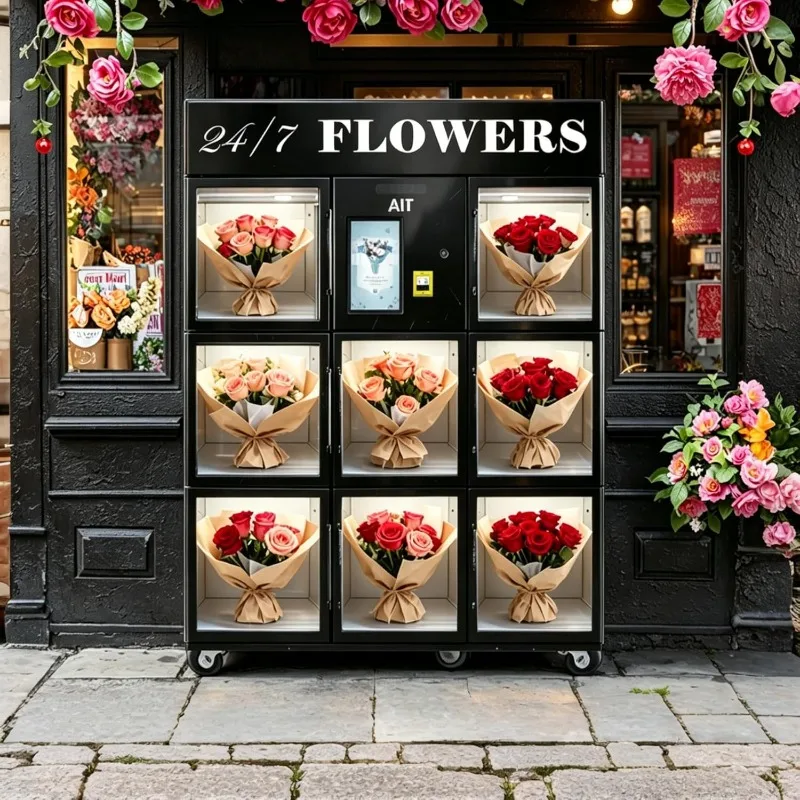 Custom Flower Vending Machine with Refrigerated Touch Screen for Shopping Mall Hospital Hotel Airport Retail Store Floral Sales