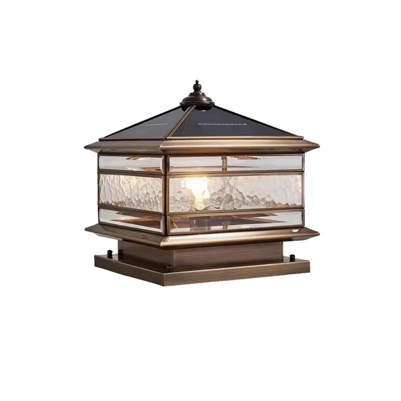 garden lamp,Chinese all-copper solar stigma lamp, outdoor waterproof villa, garden pillar fence