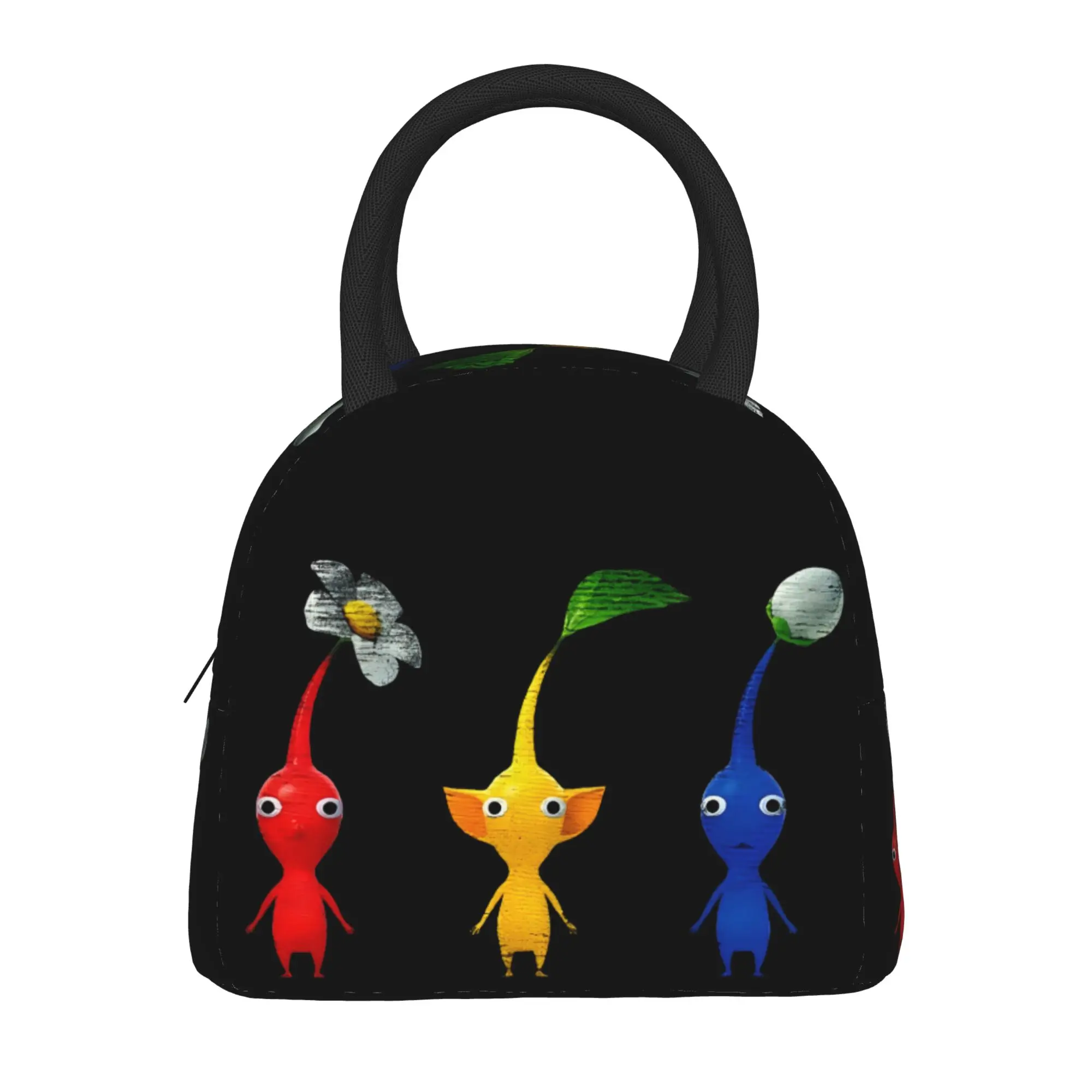 Pikmins Lunch Bag For Unisex Trio Simple Print Lunch Box Leisure Outdoor Picnic Cooler Bag Portable Oxford Tote Food Bags