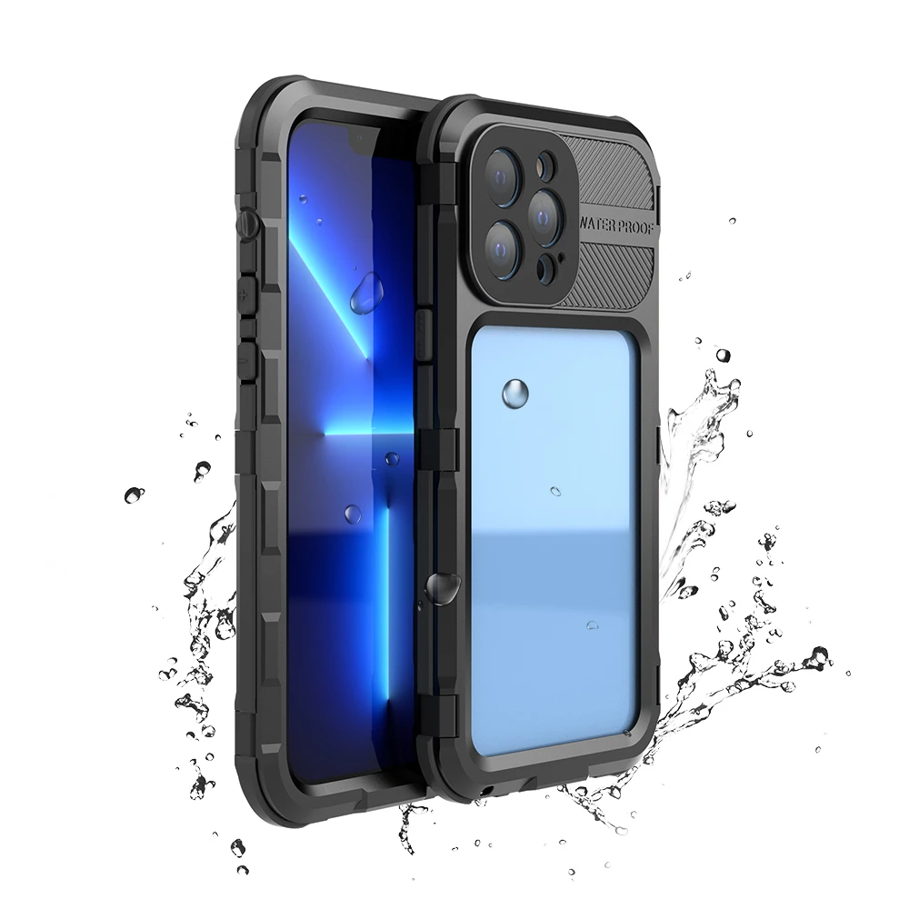 

Shellbox Metal Body IP68 Waterproof Case for iPhone 13 Pro Max 13 Pro 13 Shockproof Heavy Duty Defender Cover Rugged Armor Case