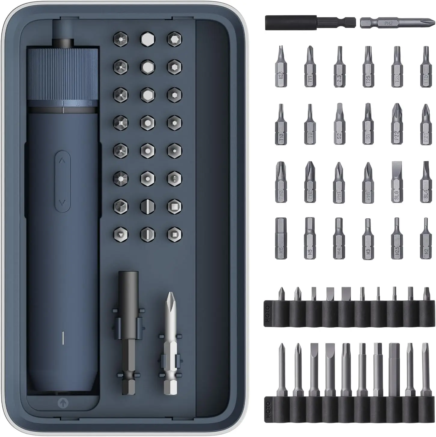 Electric Screwdriver Rechargeable,25+20 Extra Bits Enhanced Set,3.6V Cordless Screwdriver Set,3 Torque Settings,1500mAh Battery,