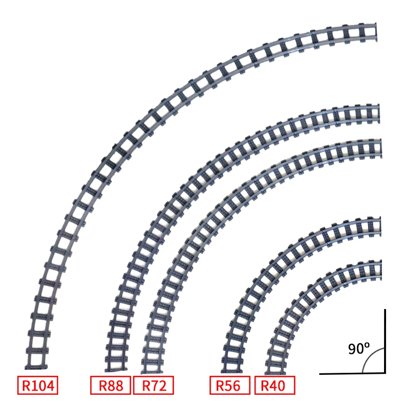 City Bricks Train Flexible Construction Parts Railway R56 R72 R88 R104 Curve Tracks Building Blocks Accessories Compatible 53401