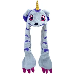 Digimon Adventure Gabumon mężczyźni i kobiety zimowa osobowość twórcza kreskówkowe uszy ruchomy pluszowy kapelusz szalik rękawiczki trzyczęściowy zestaw