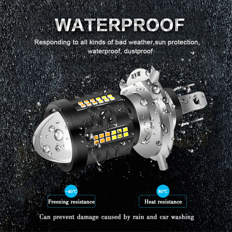1PCS H4 LED Headlight for Motorcycle H6 BA20D Bulbs White Yellow Hi Low Beam Projector Lens Fog Lamp Scooter Motorbike Headlamp image 4