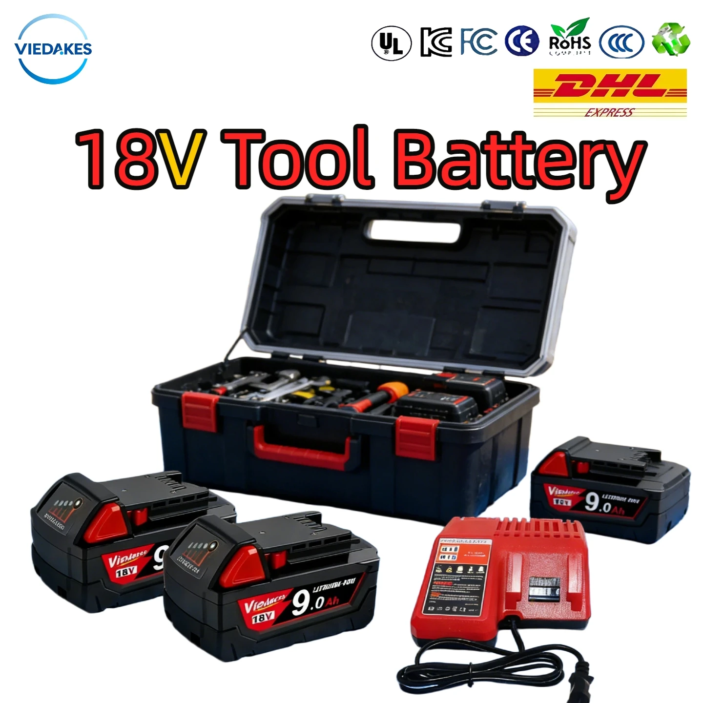 

Viedakes Original 18V Tool Battery 5Ah 18650 Compatible with milwaukee m18 48-11-1850 XC