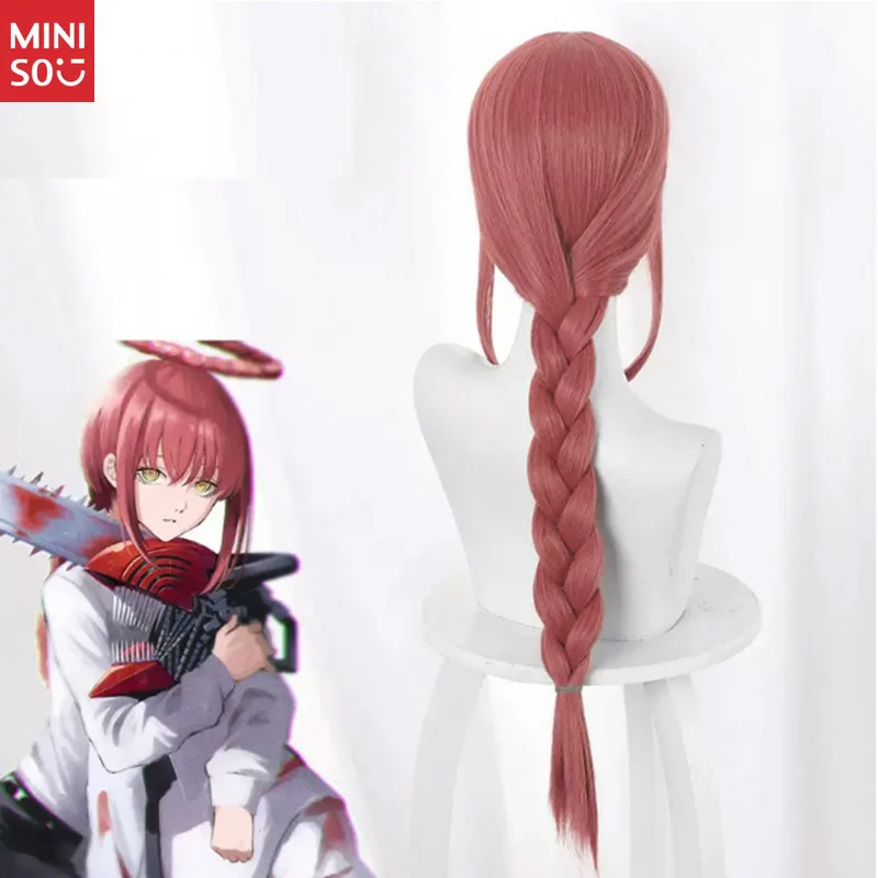   Parrucca cosplay Chainsaw Man Makima: trecce doppie rosa, capelli lunghi per la convenzione e il costume dell'anime
