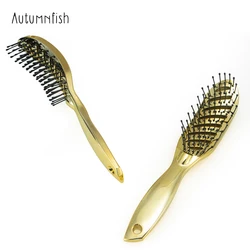 Autumnfish Fluffy Styling Comb Golden Optional Scalp Massage Nylon Comb Teeth Women's Wet Roll Available Hair Styling Tools