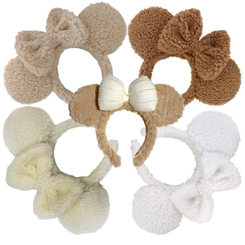 2024 bowknot pequeno urso orelha faixa de cabelo feminino inverno bonito dos desenhos animados rosto lavagem faixa de cabelo argola de cabelo coreano menina cabelo grotto bandana