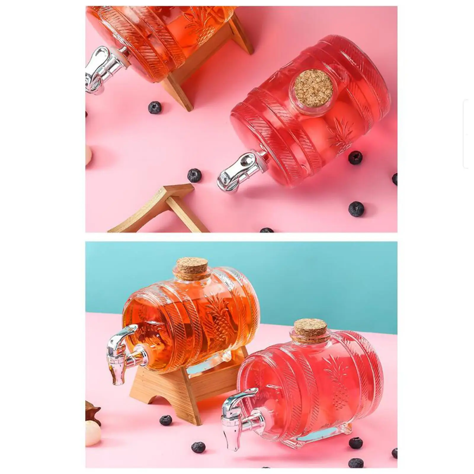Premium Glass Barrel Dispenser with Cork Stopper Home Use Glassware for Beer Wine and Spirits view 6