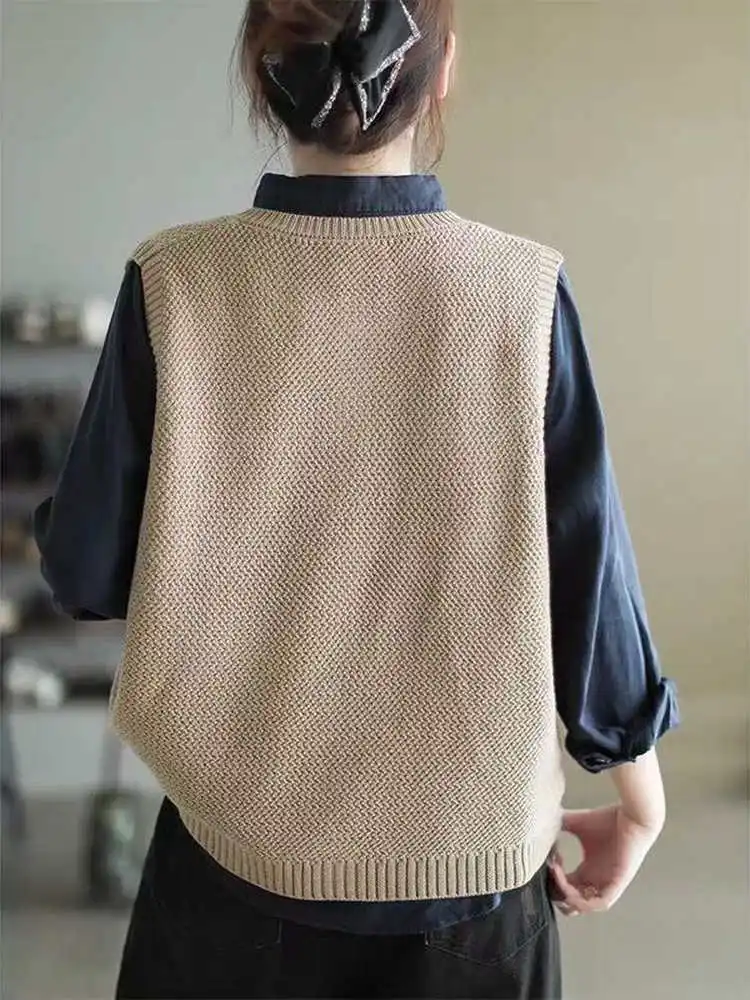 سترة نسائية محبوكة بسيطة من القطن الخالص بزر واحد مستديرة Ne Svel سترة ملونة متعددة الاستخدامات لخريف 2025 #5