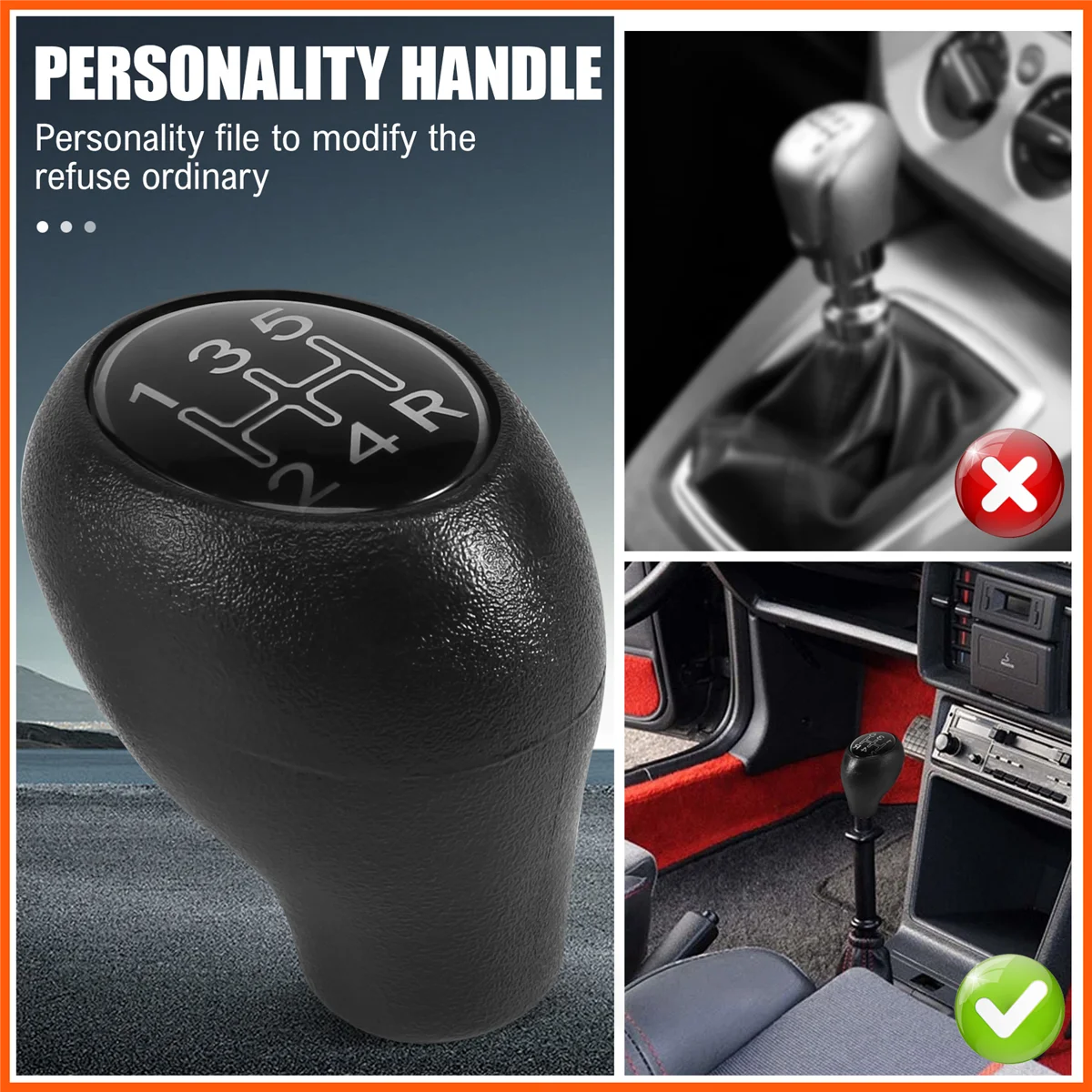 Manual do carro engrenagem Shift Knob, alavanca, vara para 504, 505, 309, 205, ABS prata, 5 velocidade