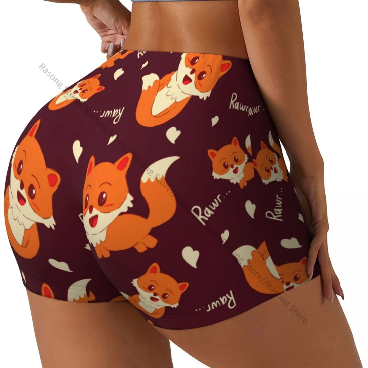 Women Yoga Shorts Cute Fox Workout Shorts Fitness quick-dry Ladies Yoga Gym Running Short Pants Sportswear