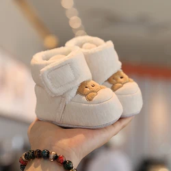 Botas de nieve súper bonitas para bebé, botines cálidos de oso para niños, suela suave, zapatos para recién nacidos, 0 a 18 meses