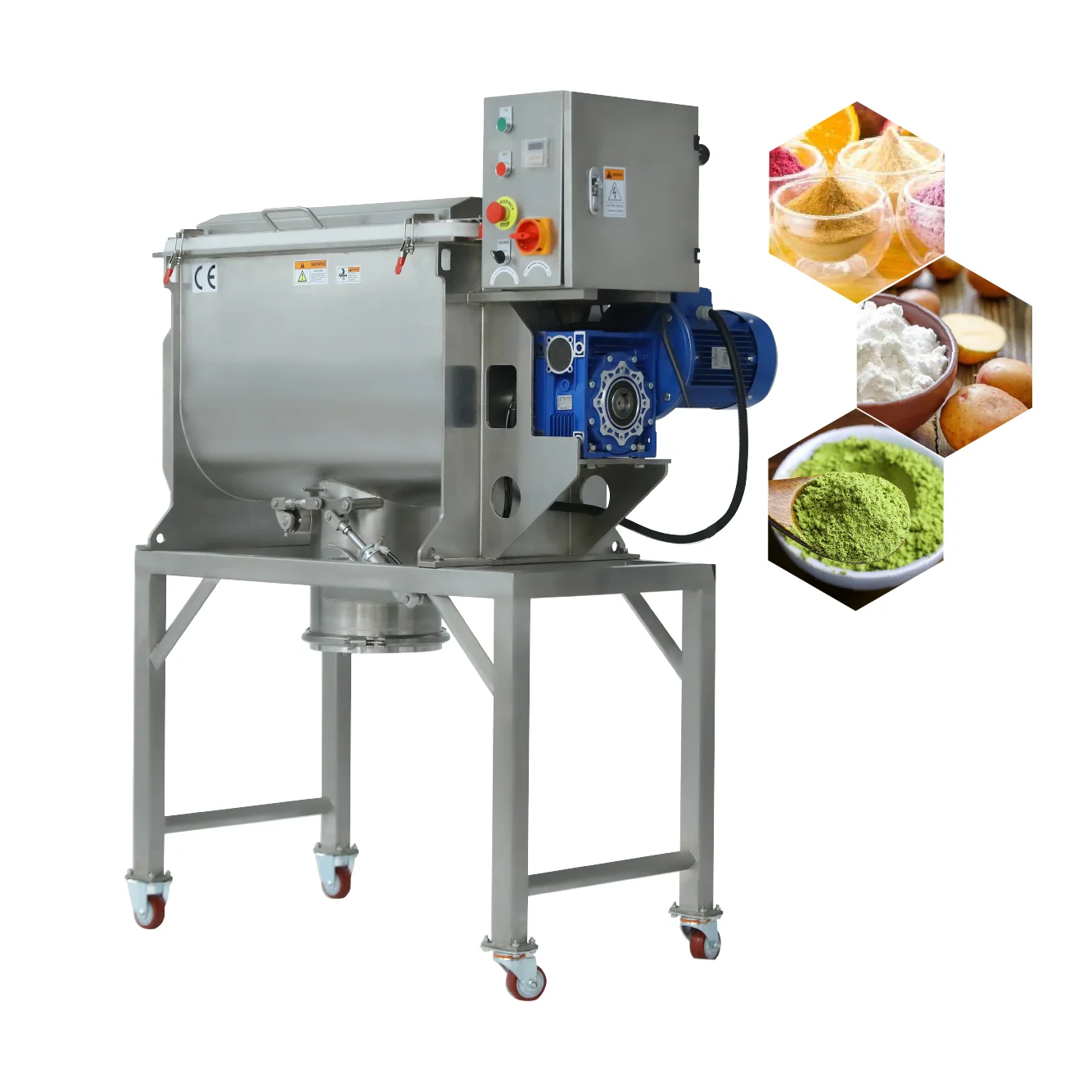 Fast 200L-520L Heated Ribbon Mixer Edible Oil Powder Mixer Blender Commercial Use