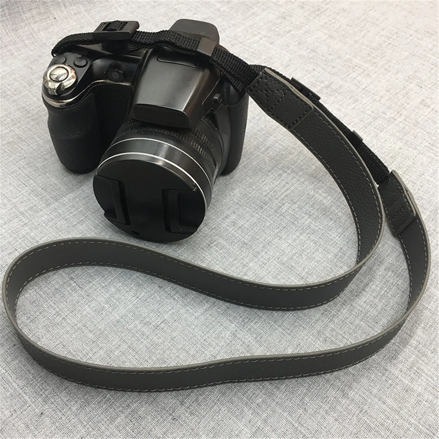 Lanyard PU Leather Camera Strap Removable Jewelry on the Neck Adjustable Camera Belt Universal Belt Chain Grey Color Rope