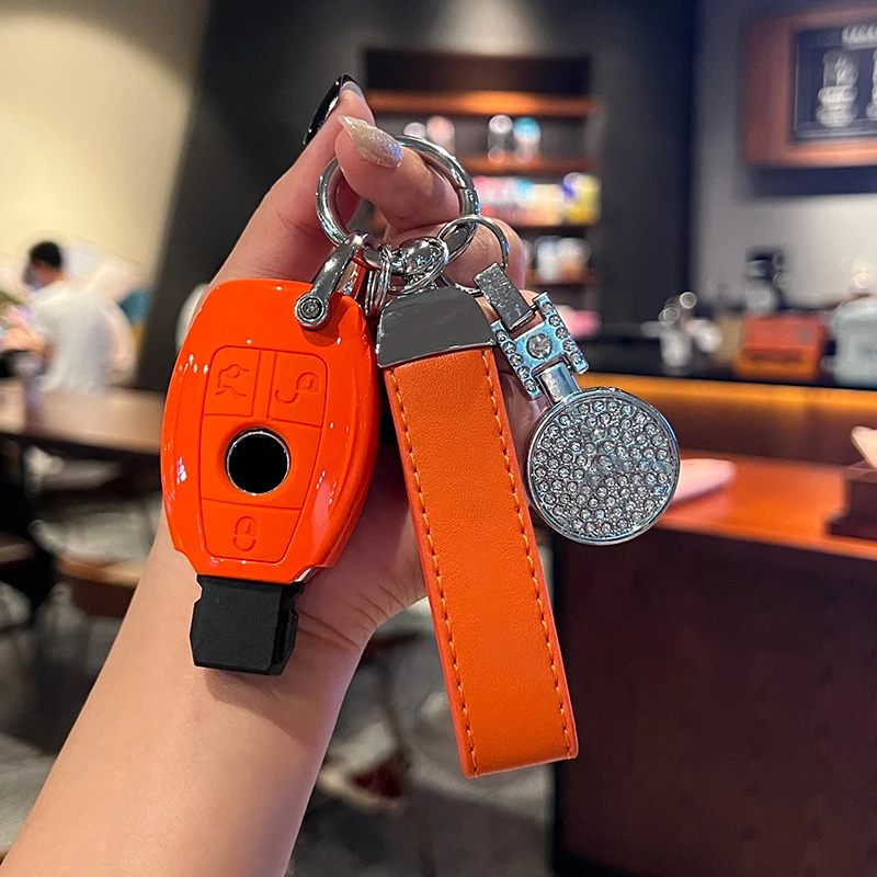

Orange Car Key Case Cover Shell For Mercedes Benz C E G S Class CLS GLA GLB GLC GLE GLS W177 W247 W206 W213 C118 W463 X247 X254