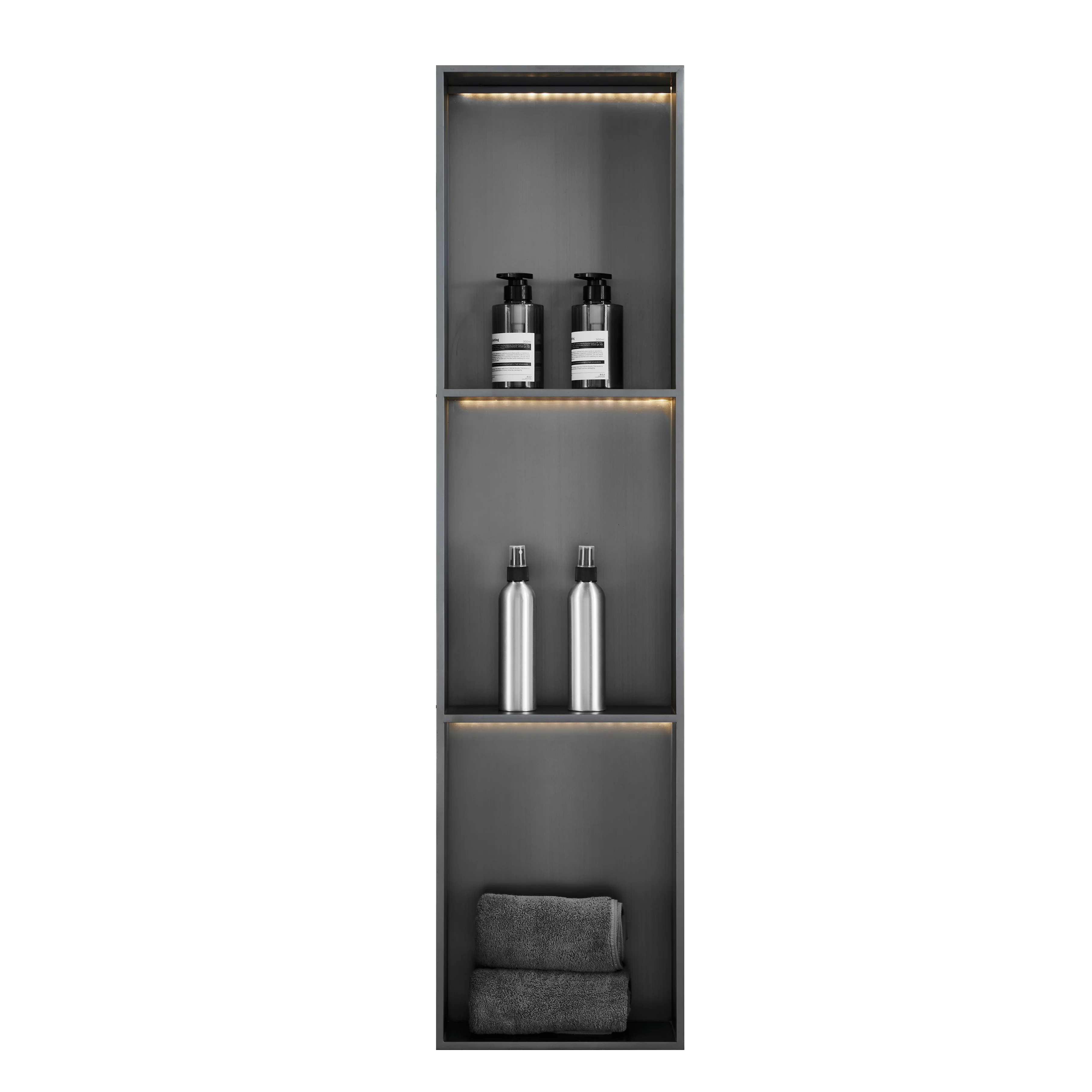 Matte Black Stainless Steel Triple Bathroom Niche Space Saving Recessed Shower Modern Bathroom Optimized Storage