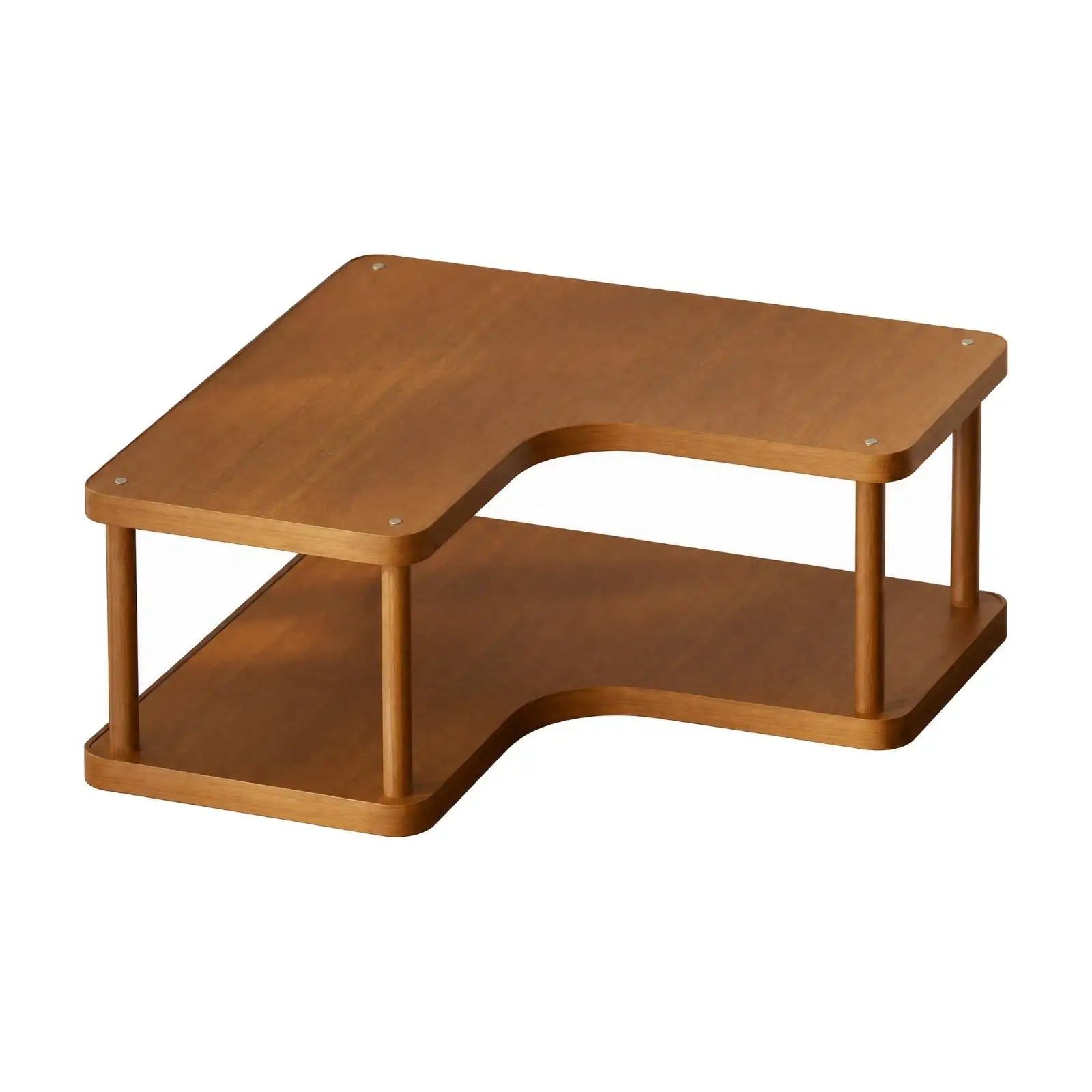 Compact Corner Shelf Organizer for Desk Tabletop Storage Rack for Office Supplies with Wooden Finish for Home Use