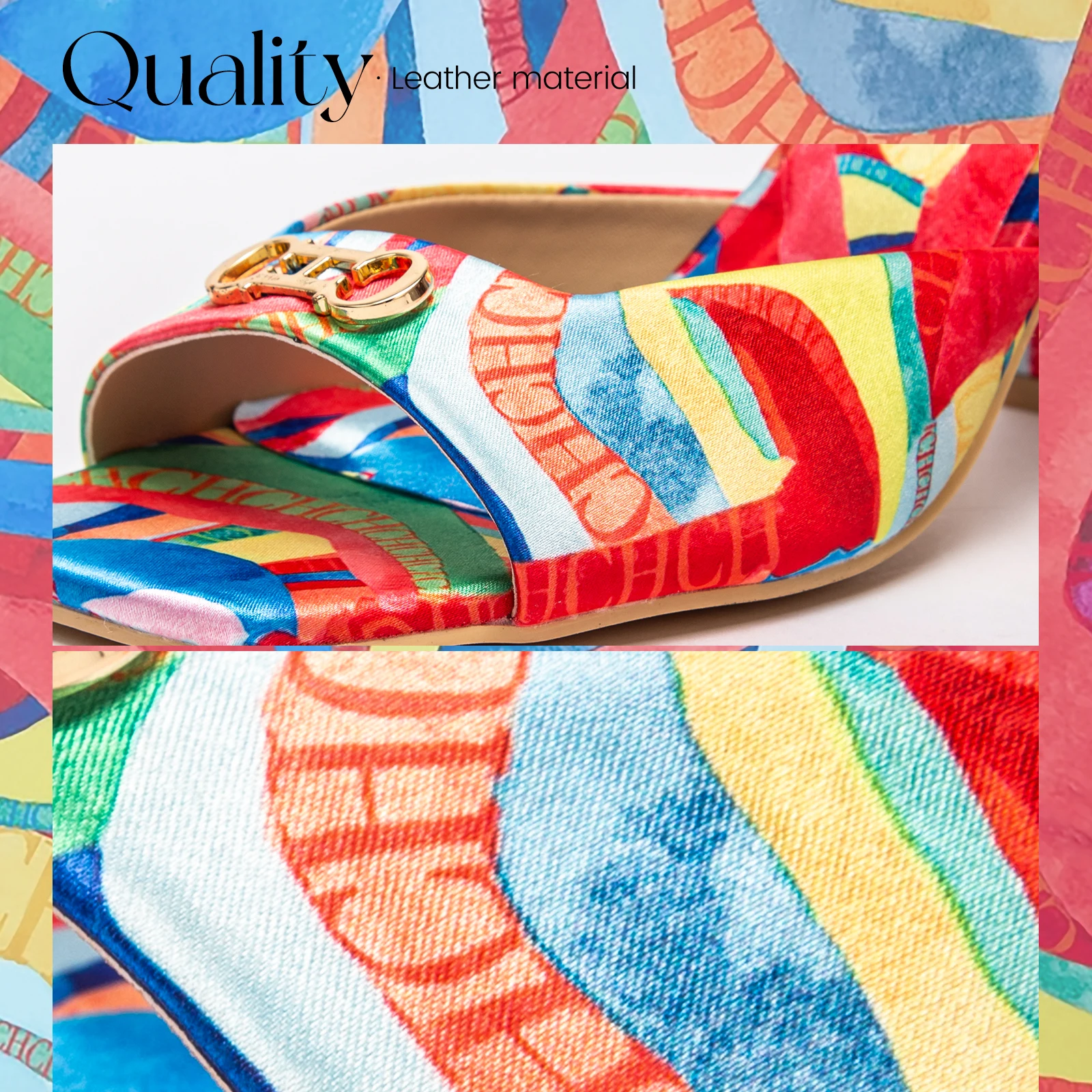 Colorful Printing Design Simple Women's Outdoor Slippers Unique Flower Pattern Classic Women's With Heel Single Shoes