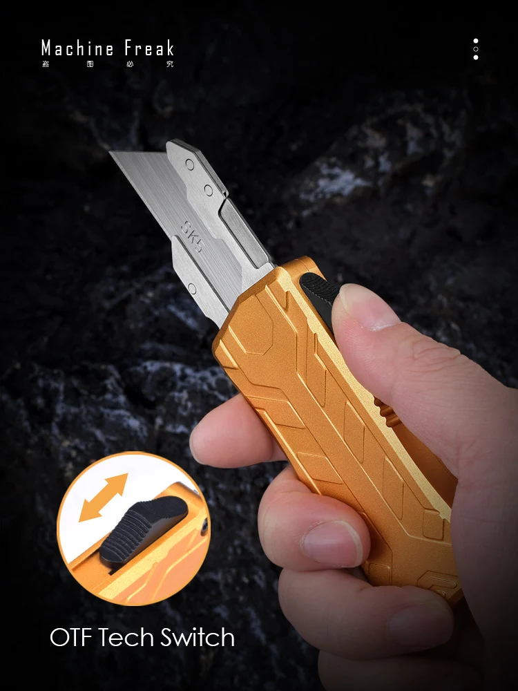 Imagem -04 - Pocket Knife com Alça de Liga de Alumínio Exocet Otf Utility Paper Knife Wallpaper Cutter Edc Substituível Sk5 Lâminas Cnc