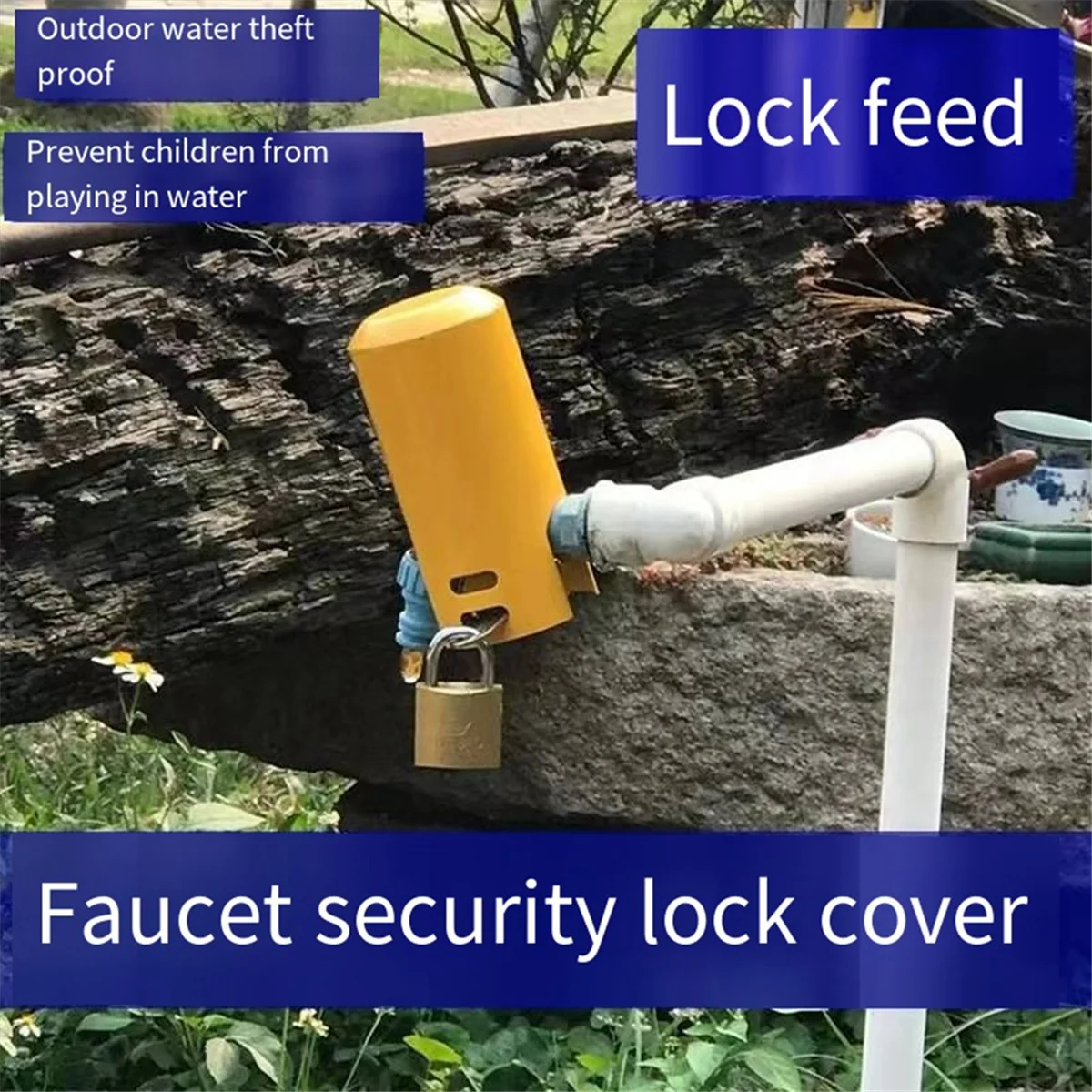 Faucet Protection Lock with Key, Anti-Theft Outdoor Faucet Lock Plate, Padlock Protection Cover, Water Switch Valve