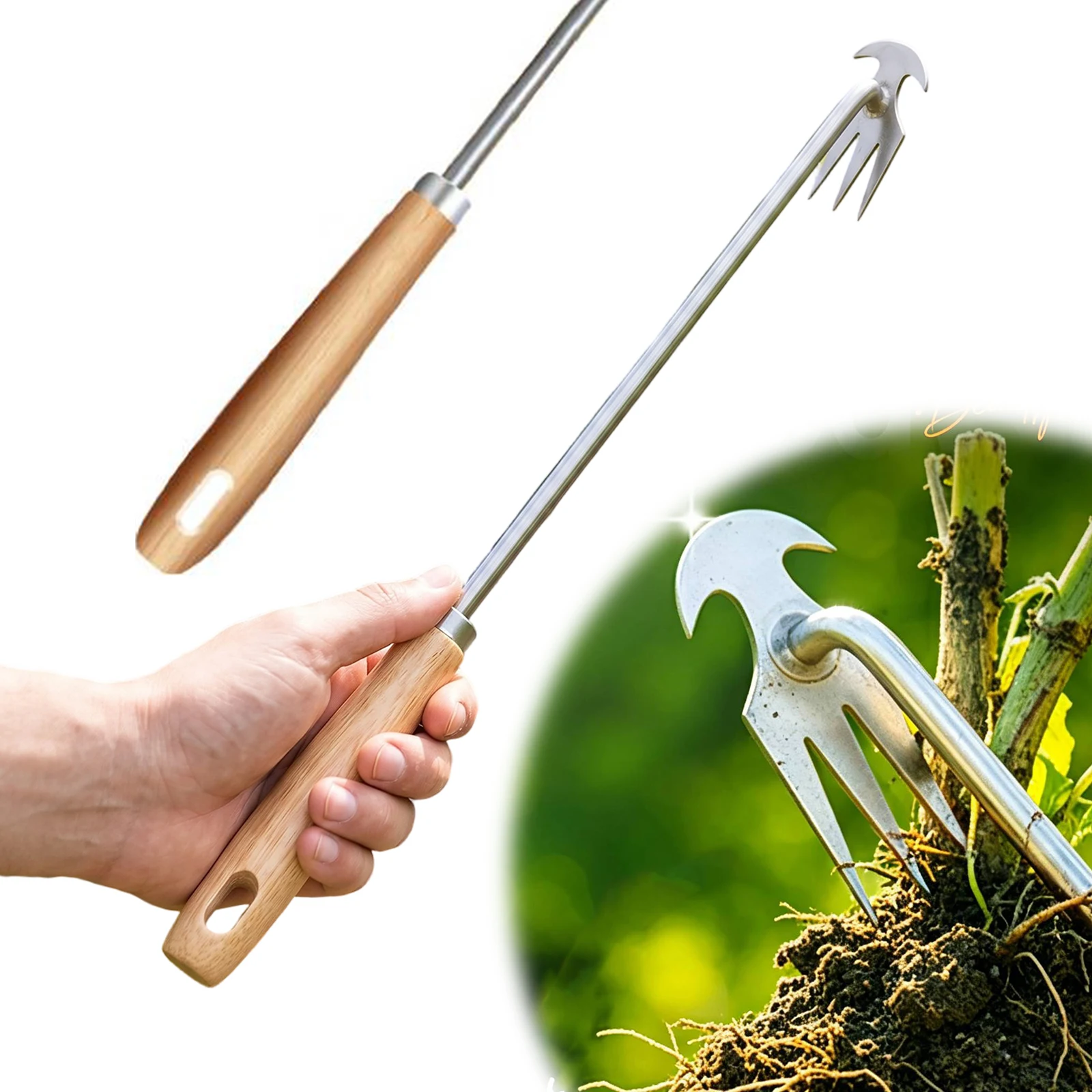 Stainless Steel Hand Weeder Portable Soil Loosener Easy To Use Grass Rooting Weeding Tool for Yard Lawn and Farm Supply Home