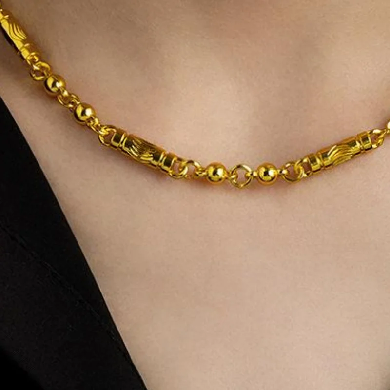 Gold Plated Alloy Chain Necklace Long Lasting Shine Hypoallergenic Elegant Design for Girls Best Friend Surprise Gift Daily Use