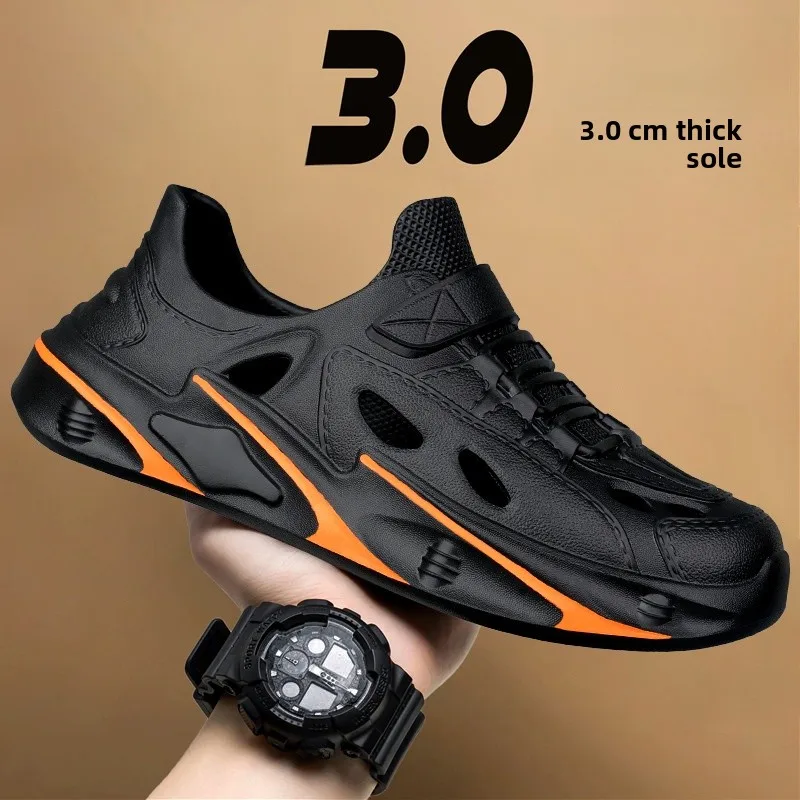

Men's Summer Outdoor Wear Anti-Slip Hole Hole Sandals Full Cover Beach Slippers Driving Work Thong Slippers Trendy Youth Style