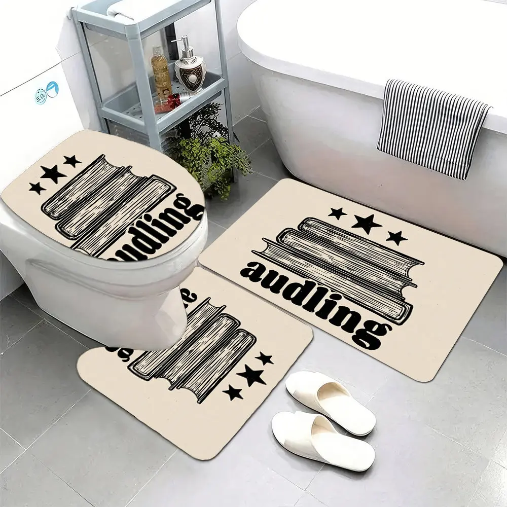 

3pcs Super Soft Bathroom Floor Mats Set, Non-slip Backing, Minimalist Logo Design for An Adult Coloring Book Store Three Bo Prin