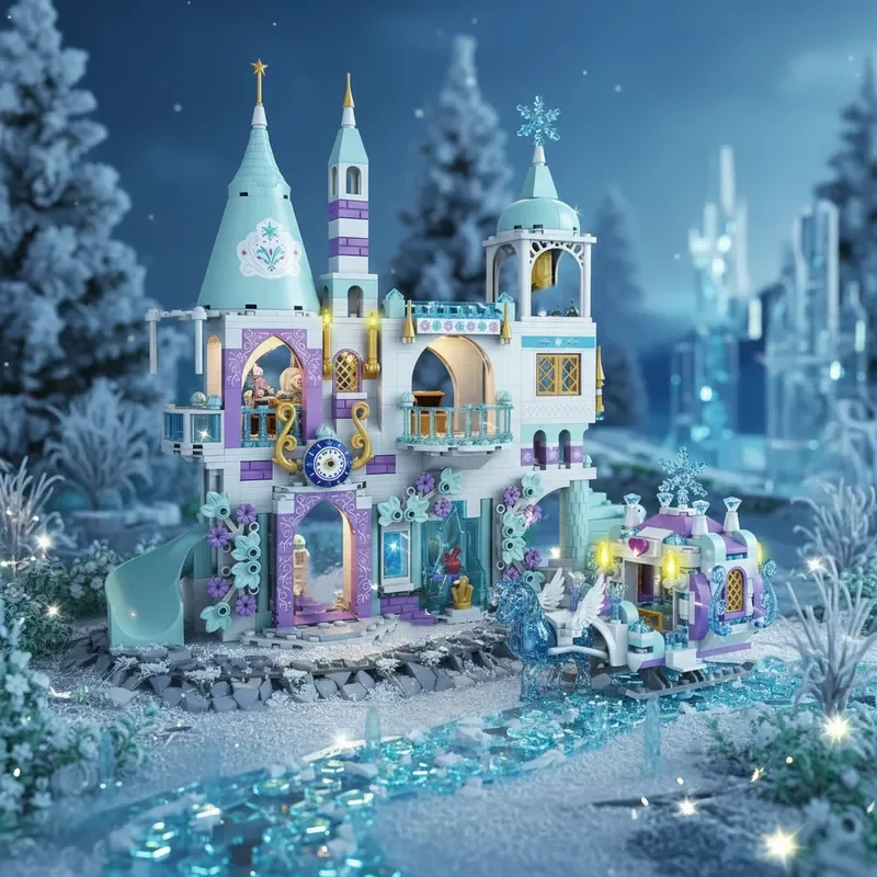 

742PCS Creative Princess Luxury Ice Castles Playground House Movies Winter Snow Horse Figures Building Blocks Birthday Gifts Toy