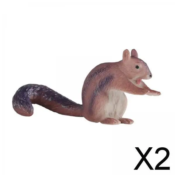 2xRealistic Wildlife Animal Figures Miniature Squirrel