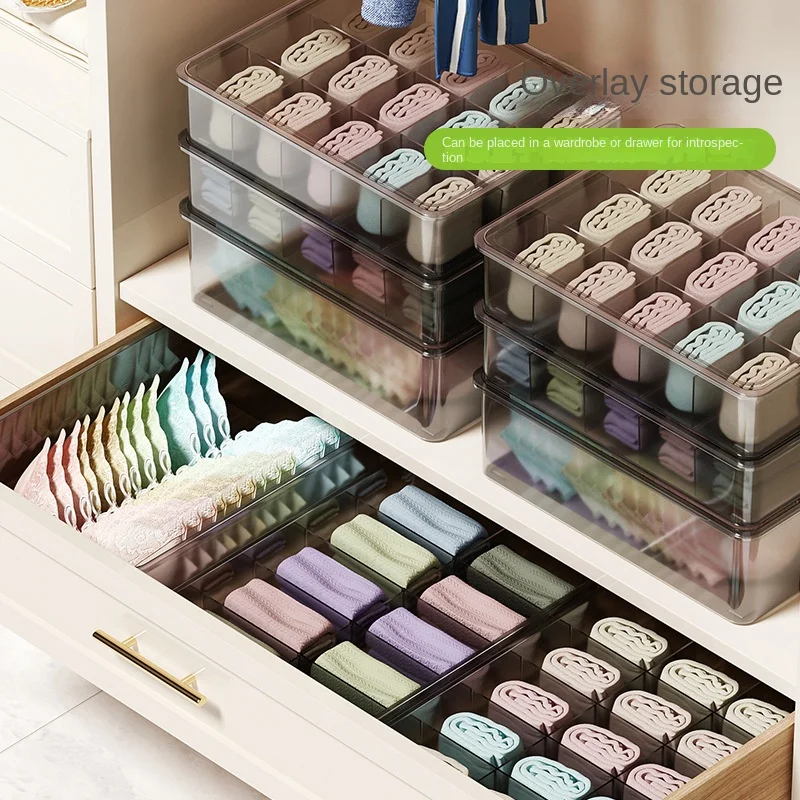 

Wardrobe Underwear & Socks Partition Storage Box Moisture-proof & Dustproof Storage PP Undies Separate Storage Organizer Box