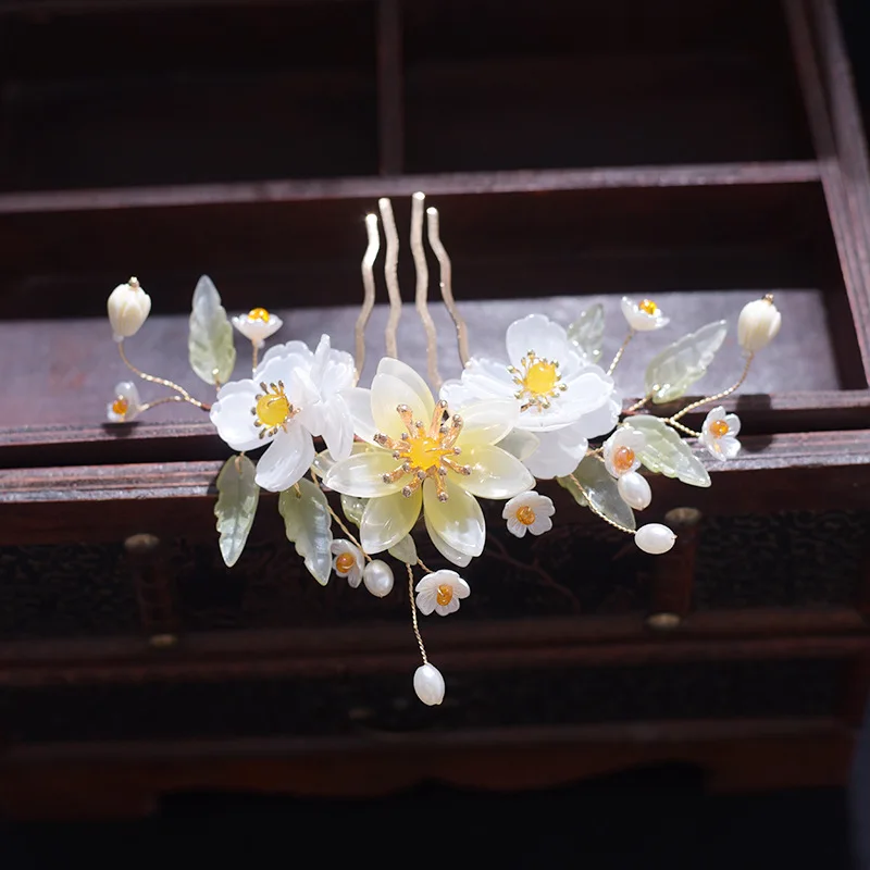 Vintage Chinese Style Hanfu Flower Hair Stick Set Women Metal Hair Fork Chopsticks Flower Hairpin Woman Hair Jewelry Accessories