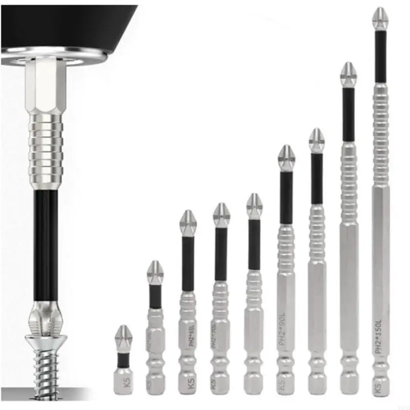 

X9FA 9Pcs Impact Driver Bit Set 1/4inch Shank Crossing Head Screwdriver Bit