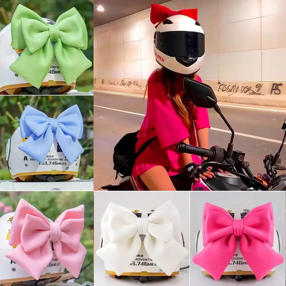 

Washable Fabric Bowknot Decoration Motorcycle Helmet Bowknot Durable Electric Vehicle Decoration Vehicle Backrest Accessories