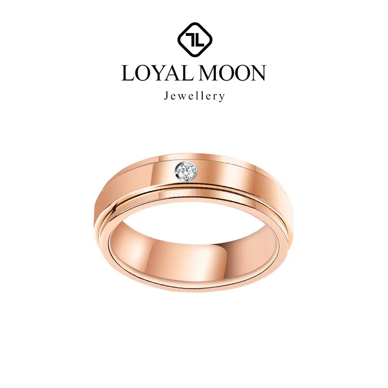 

Loyal Moon Rings For Men and Women Personalized Rotatable Tungsten Jewelry Inlay Moissanite Wedding Bands,Engraved