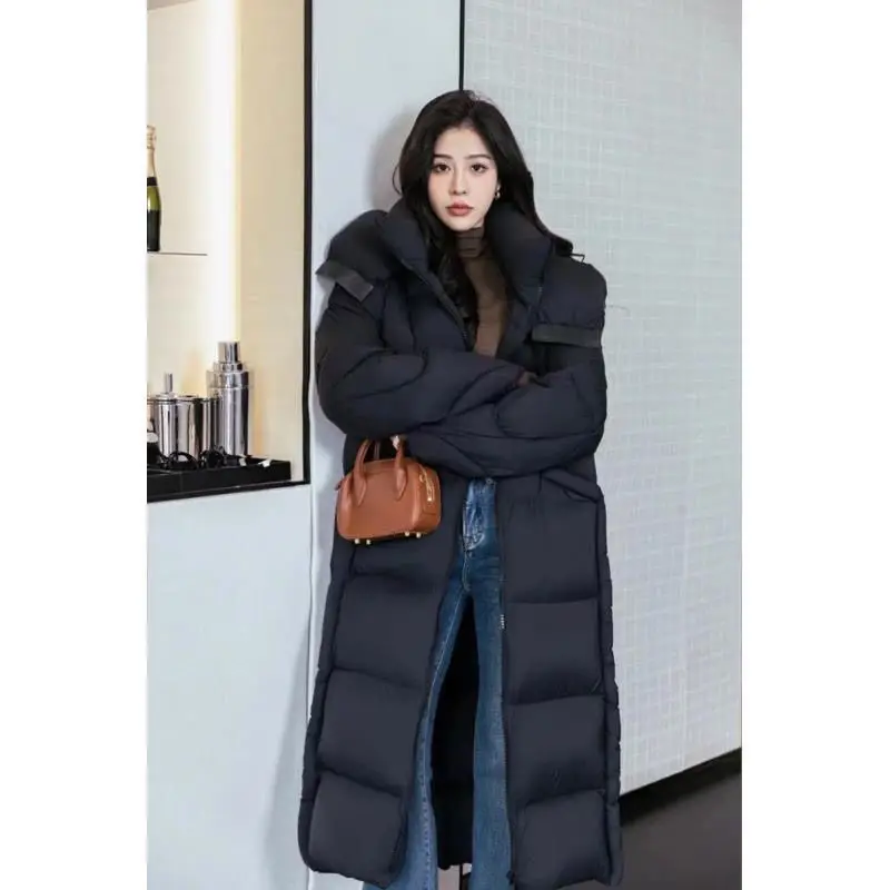 2024 Winter New Women's Down Jacket Loose Commuting Fashion Windproof Hoodie Goose Down Parkas