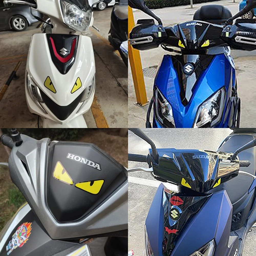 Winker Eye Anime Sticker Thai Stickers Demon Eyes Reflectorized Motorcycle Bike Car Decals for Honda Beat Xrm 125