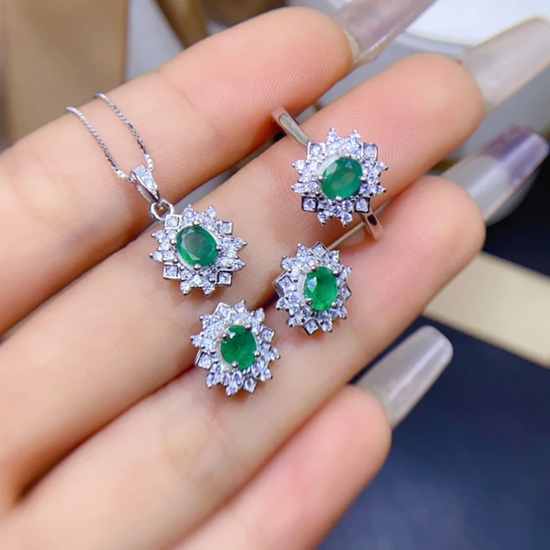 Natural Sapphire jewelry sets for women rings earrings pendant silver 925  luxury gem stones 18k gold plated free shiping items